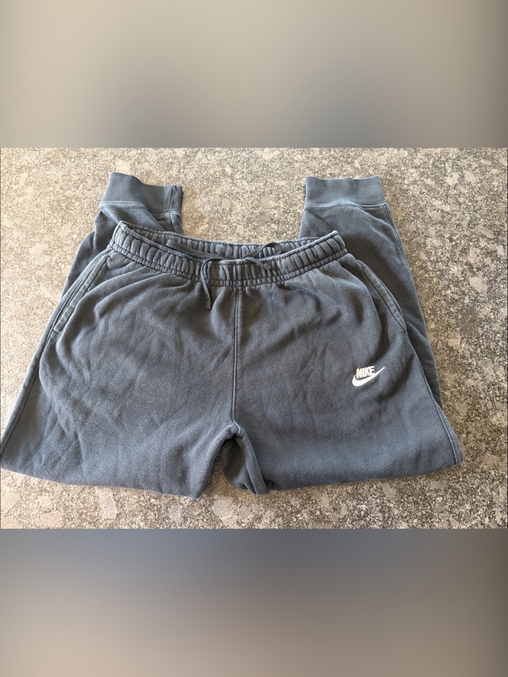 Nike Men's Black Jogger Sweatpants with White Swoosh